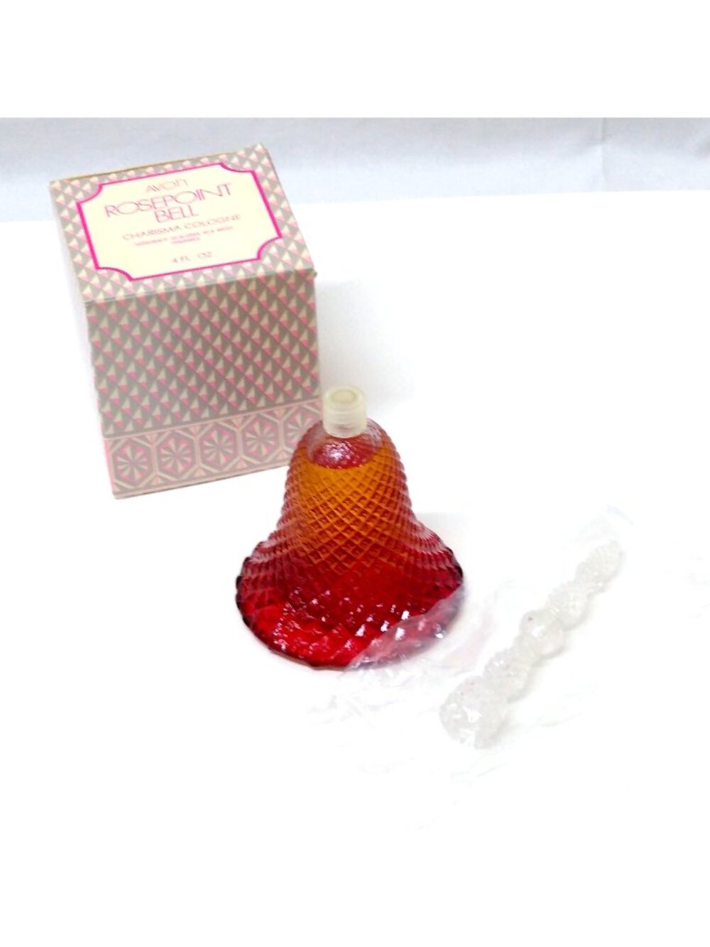 Avon Rosepoint Bell Charisma Cologne 4 Fl Oz Decanter With Box New Old Stock VTG
